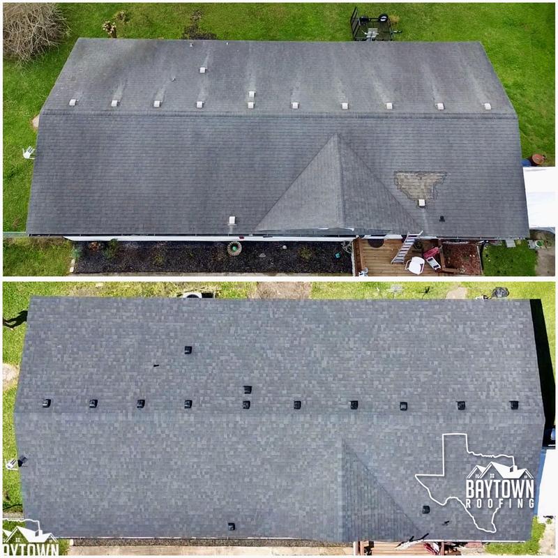 Owens Corning Onyx Black shingle roof replacement before and after