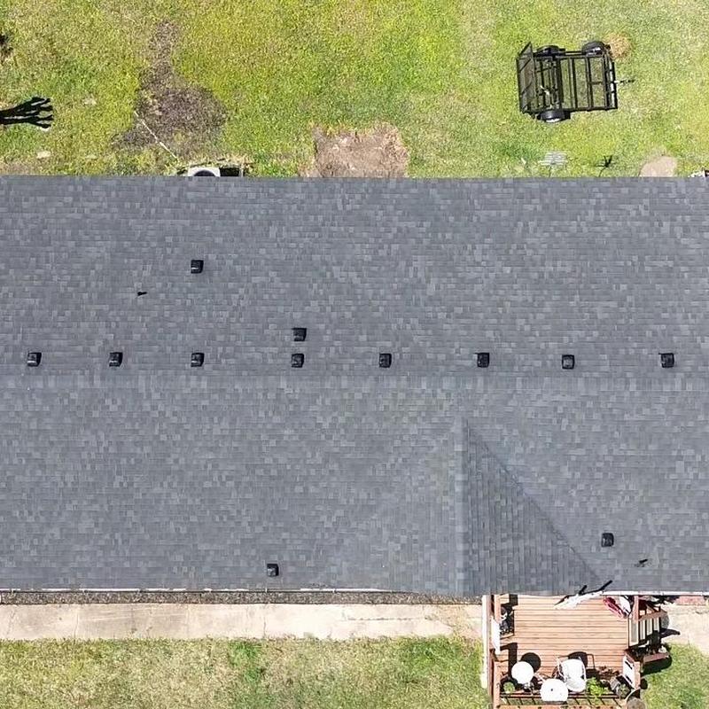 Owens Corning Onyx Black shingle roof replacement top view