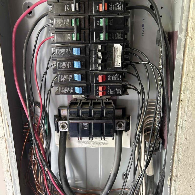 Electrical breaker panel with new 240v 60a circuit installation
