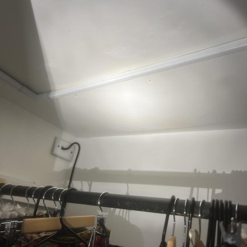Closet ceiling with water damage from roof leak