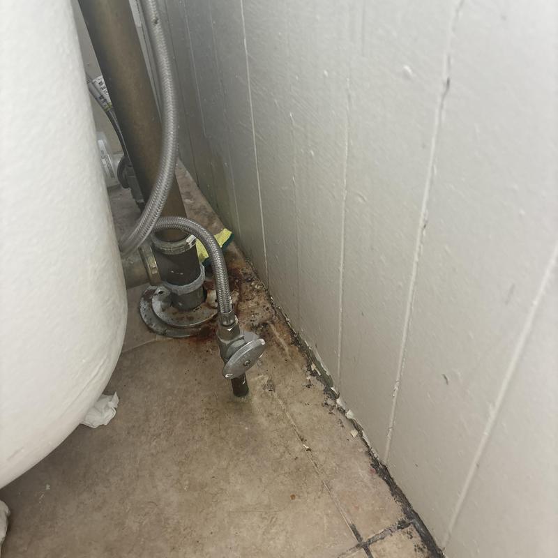 Water heater gas line valve with rust and corrosion