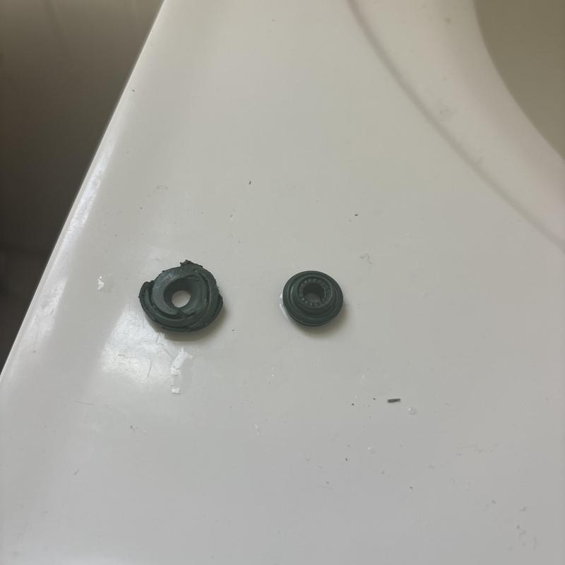 Faucet washers showing wear and replacement parts