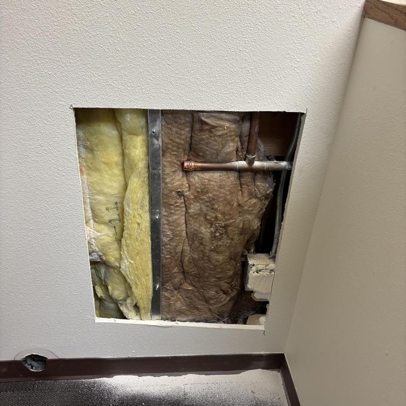 Washer box plumbing and dryer vent installation wall cavity