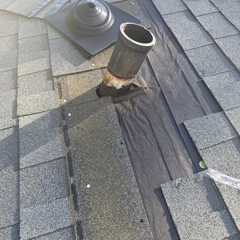 Pipe boot flashing and roof shingles maintenance