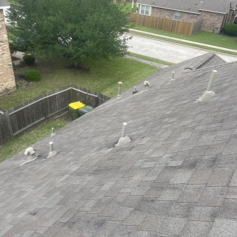 Pipe boot seals on residential shingle roof in Pearland TX