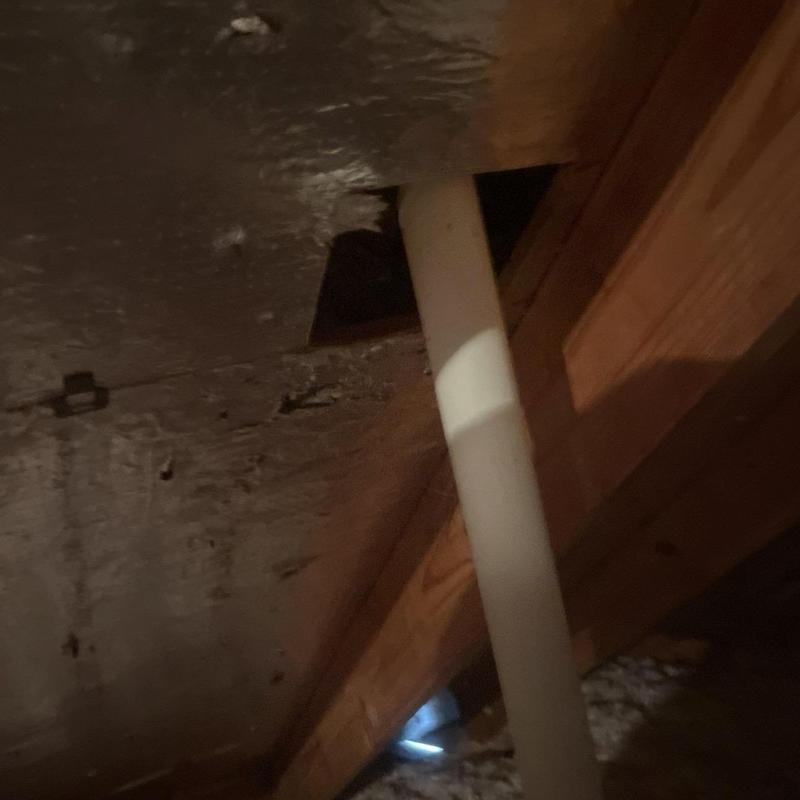 Pipe boot and vent flashing with attic leak hole