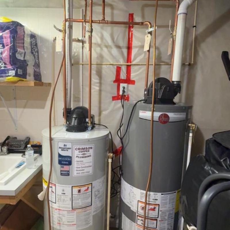 Water heater replacement with copper repiping setup