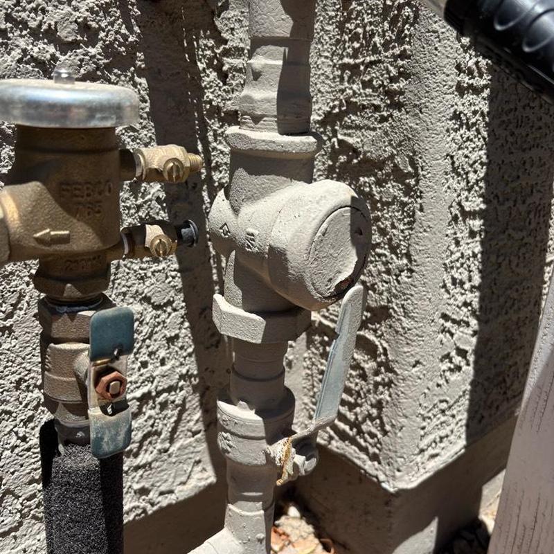 Pressure relief valve and ball valve on water main