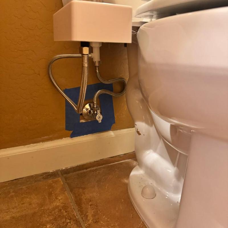 Toilet angle stop valve with new fitting installed