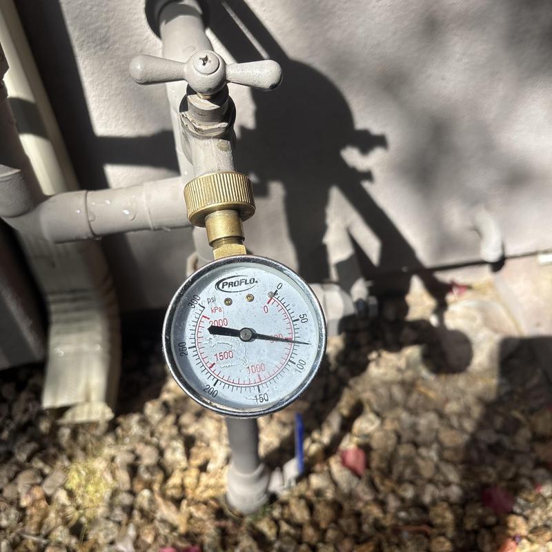 Pressure gauge on outdoor plumbing valve in Glendale, AZ Pressure gauge on outdoor plumbing valve in Glendale, AZ