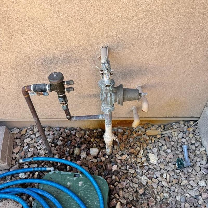 Pressure vacuum breaker assembly with brass tee and hose bib