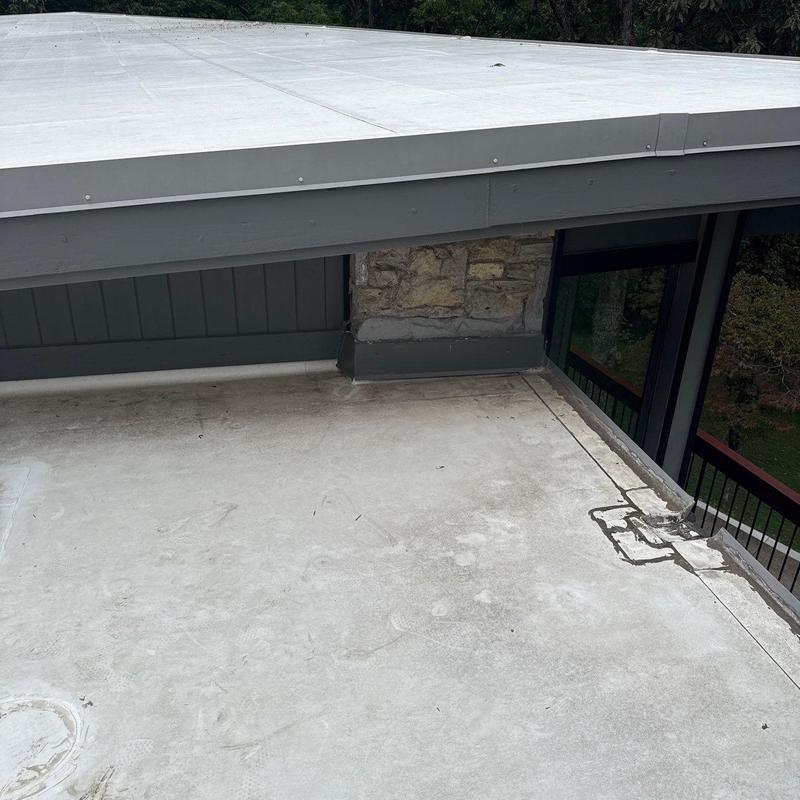 Flat roof membrane and flashing inspection with damage