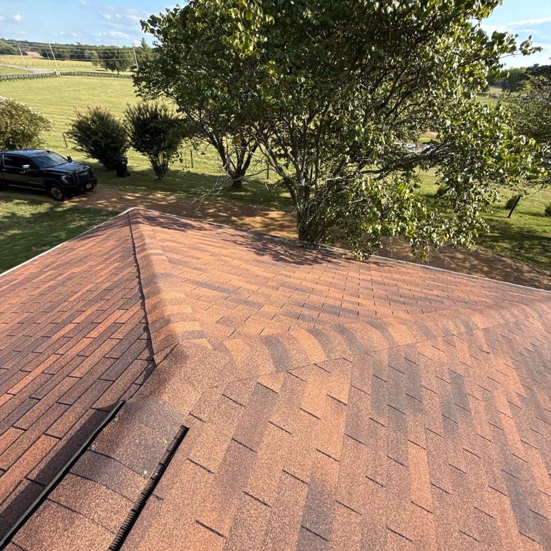 Asphalt shingle roof with visible hail damage inspection