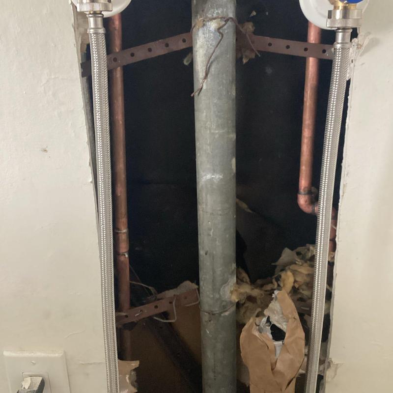 Washing machine valves with new copper piping installation