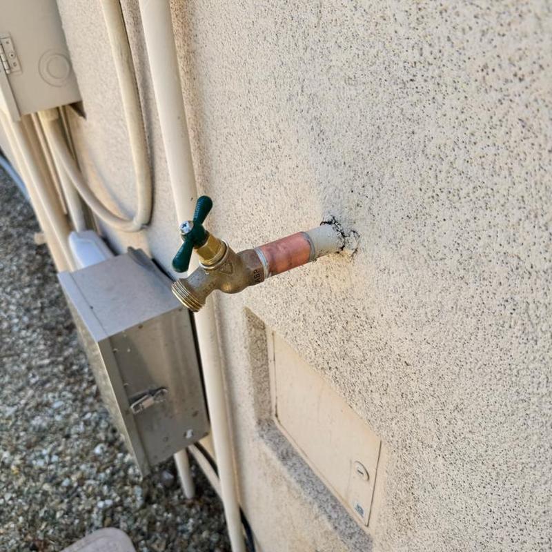 Outdoor hose bib with new sweat connection installed