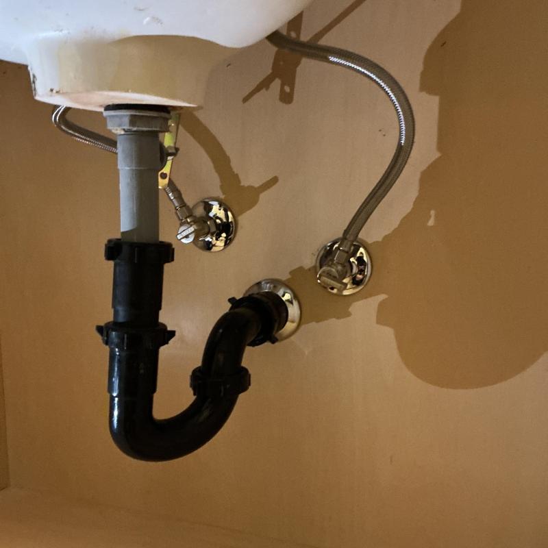Lavatory sink drain pipe and quarter turn angle stops Lavatory sink drain pipe and quarter turn angle stops