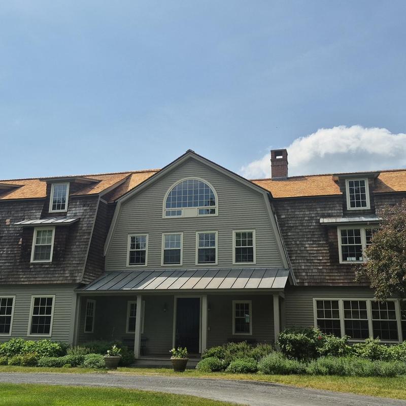 Cedar shingle roof on Vermont mountain home