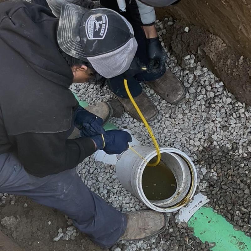 8-inch sewer pipe inspection with probing tool