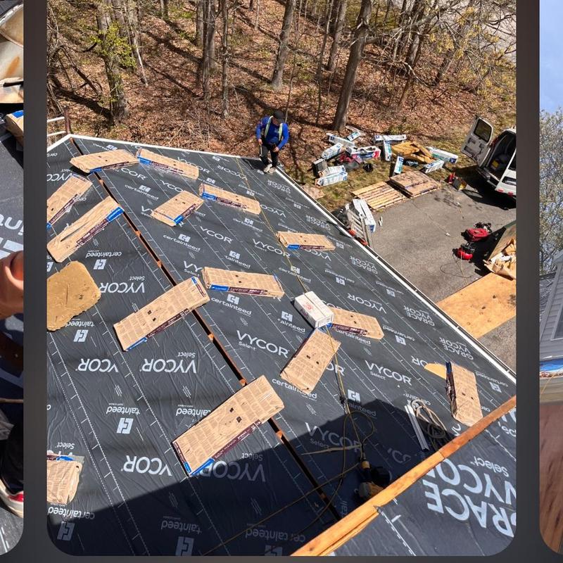 Roof underlayment with shingles staged for installation