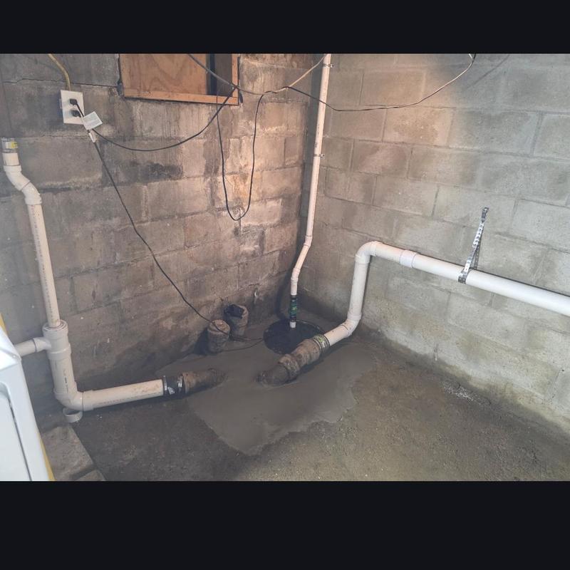 Laundry drain and 3-inch stack piping in basement