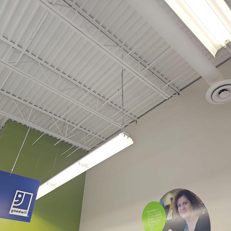 TPO roof seams above Goodwill interior ceiling