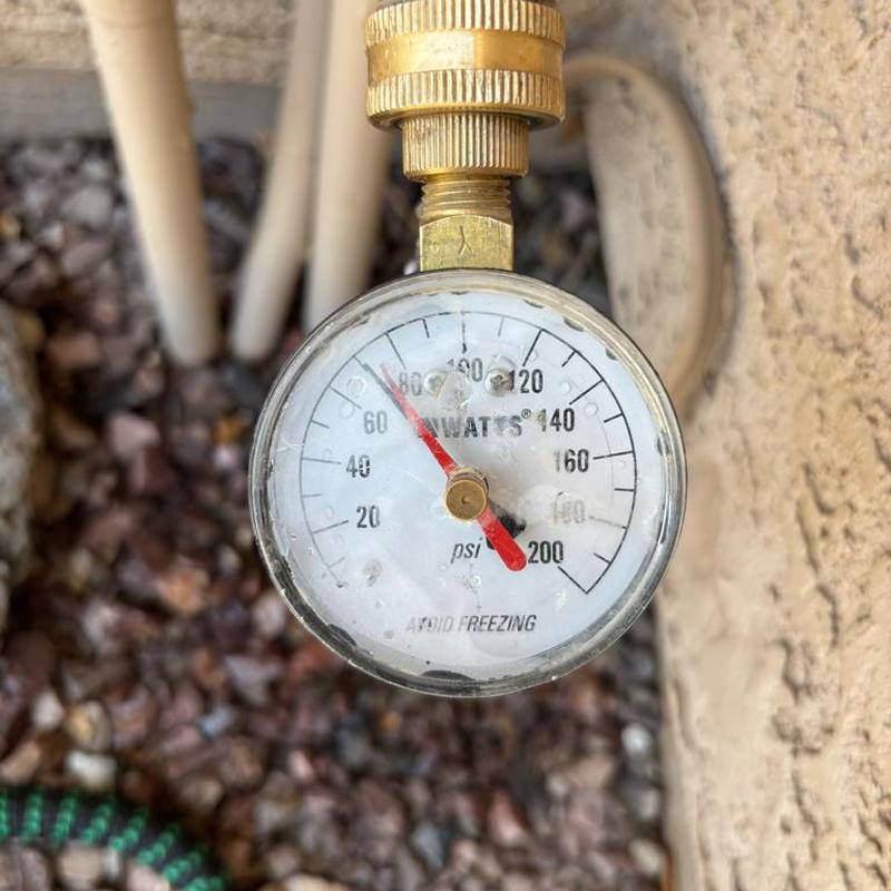 Pressure relief valve gauge reading 70 psi in Queen Creek