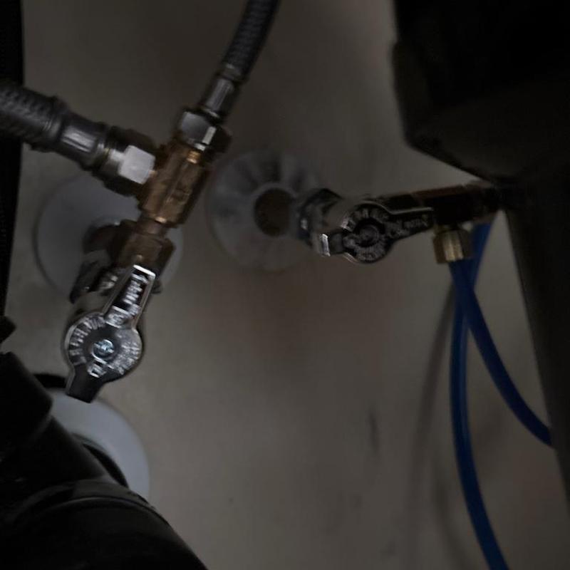 Kitchen angle stop valves with water lines installed