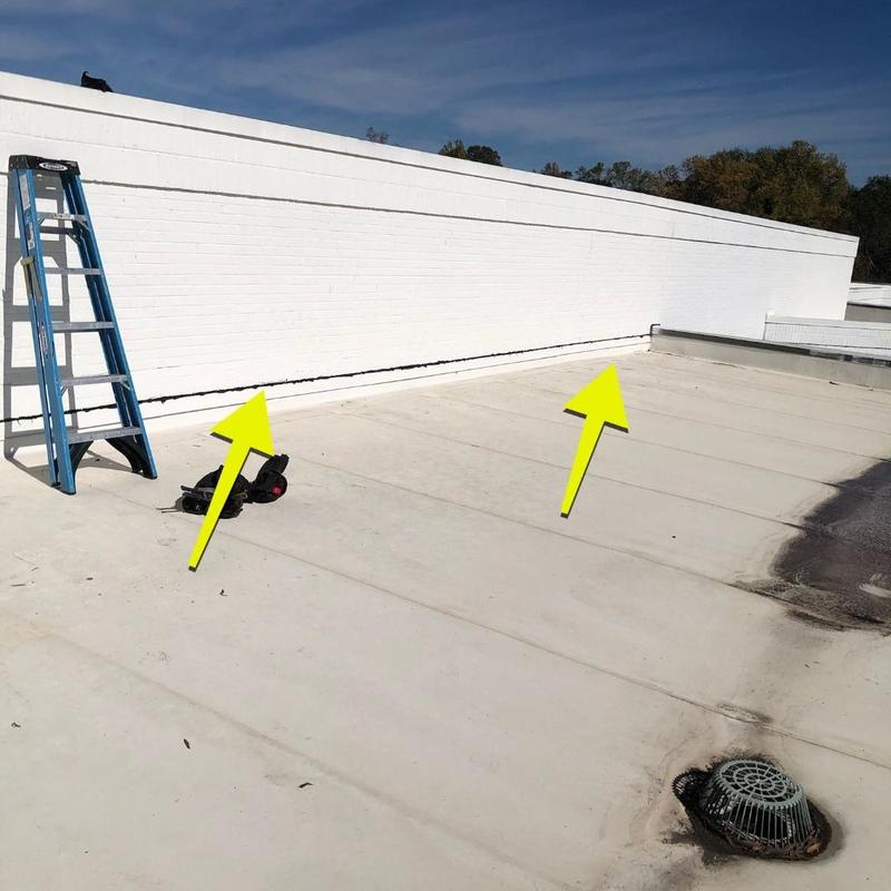 TPO roofing membrane seam repairs with ladder and tools TPO roofing membrane seam repairs with ladder and tools