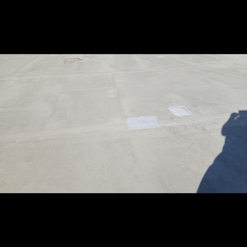 TPO roof patched leak spots with sealant TPO roof patched leak spots with sealant