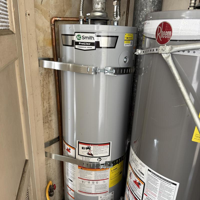 40-gallon water heater with new gas and water lines