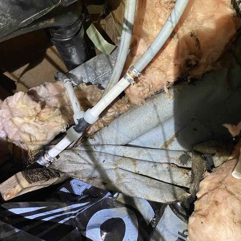 Polybutylene pipe replaced with PEX under house