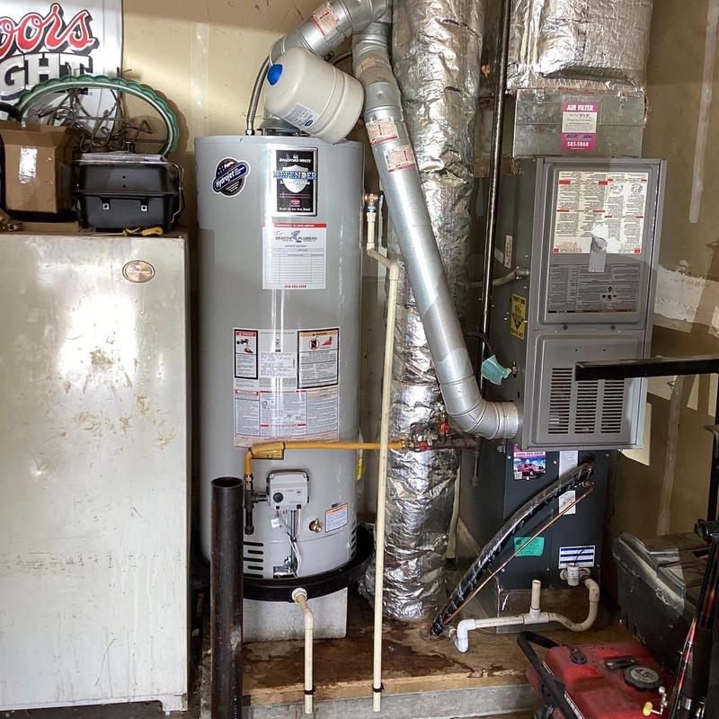50-gallon Bradford White gas water heater installation