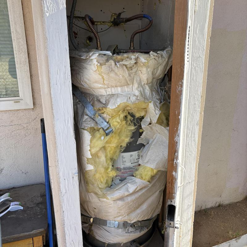 40-gallon electric Bradford White water heater with insulation removed