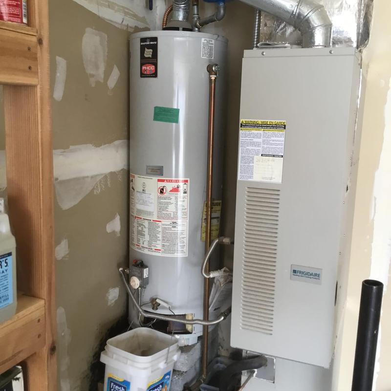 50-gallon water heater with venting and piping