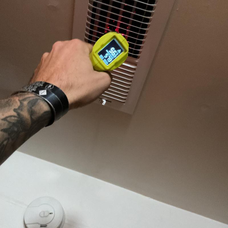 Air vent temperature check with infrared thermometer