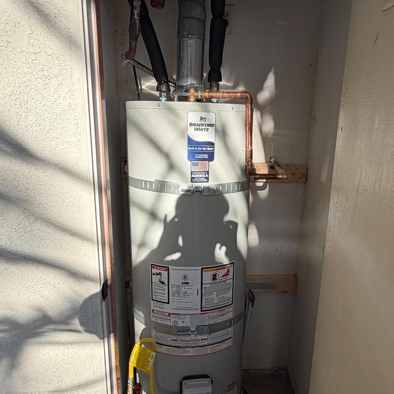 40-gallon Bradford White water heater with piping
