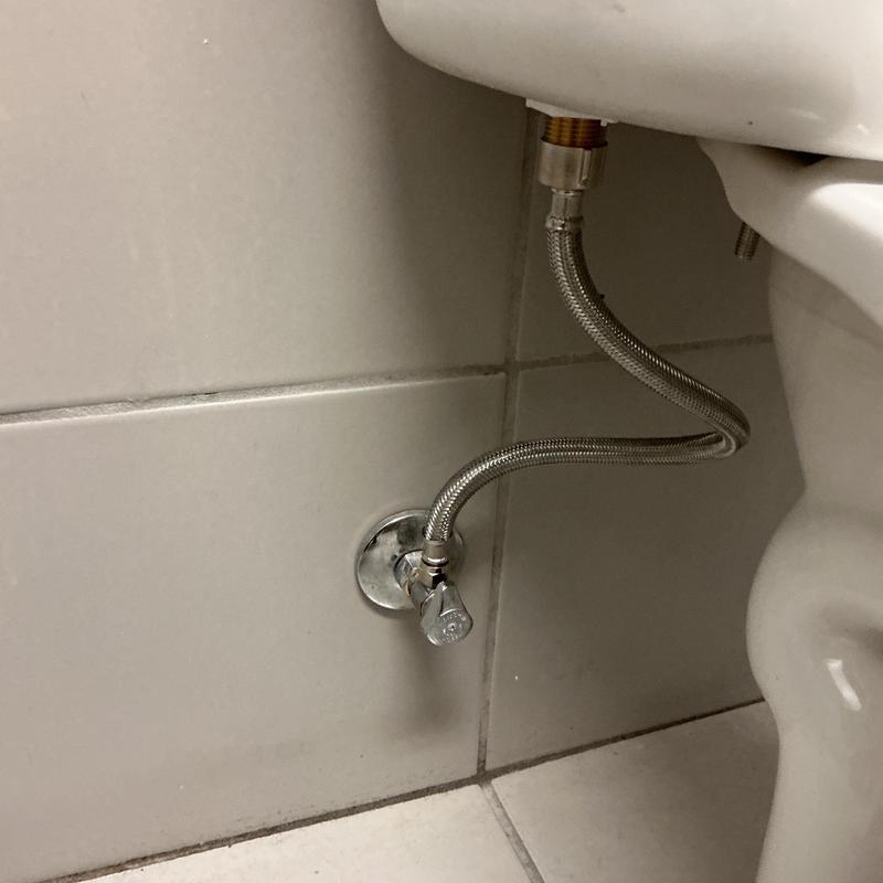 Toilet water supply line installation near wall valve Toilet water supply line installation near wall valve