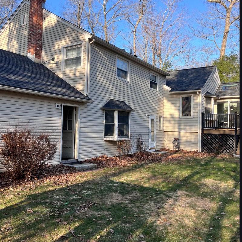 Moire Black shingle roof with skylights installed