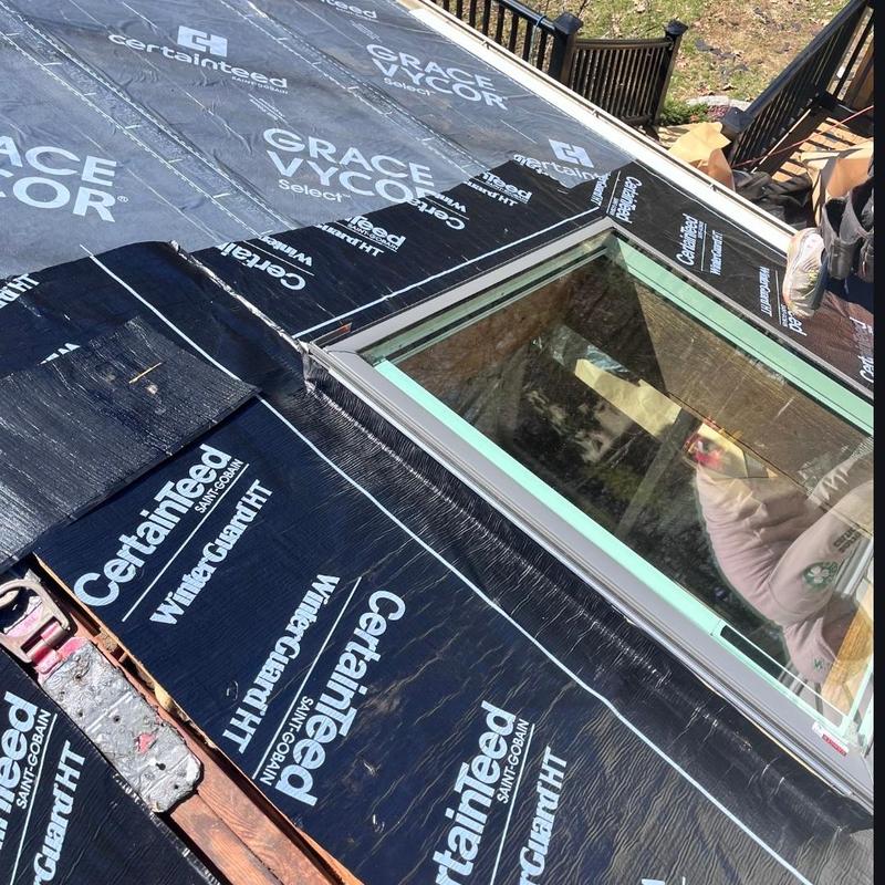 Skylight installation with CertainTeed ice and water shield