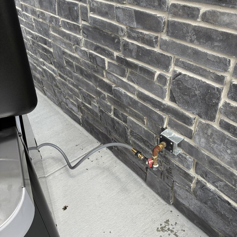 Gas grill flex line and adapters installation on wall