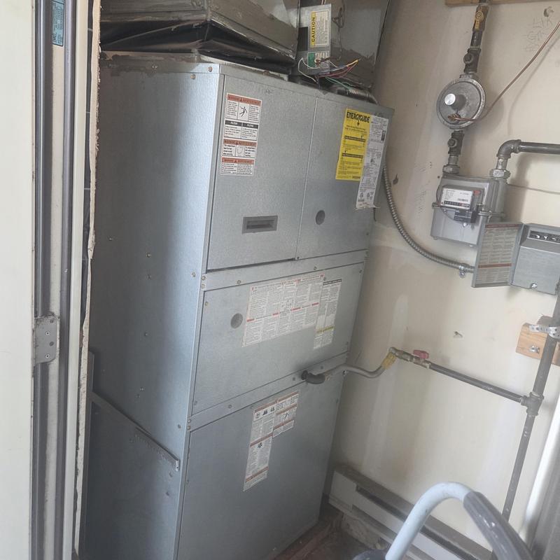 Gas furnace unit with connected piping and meter