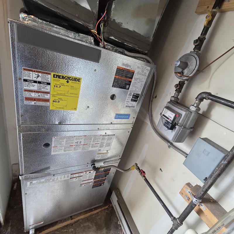 Furnace unit with gas meter and piping in utility room