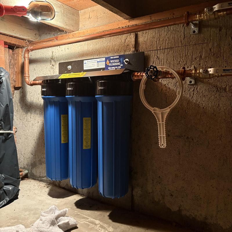 Three-stage water filter system with sediment filter replacement