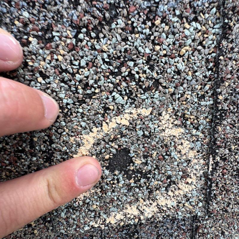 Roof shingle hail damage marked for repair in Tennessee