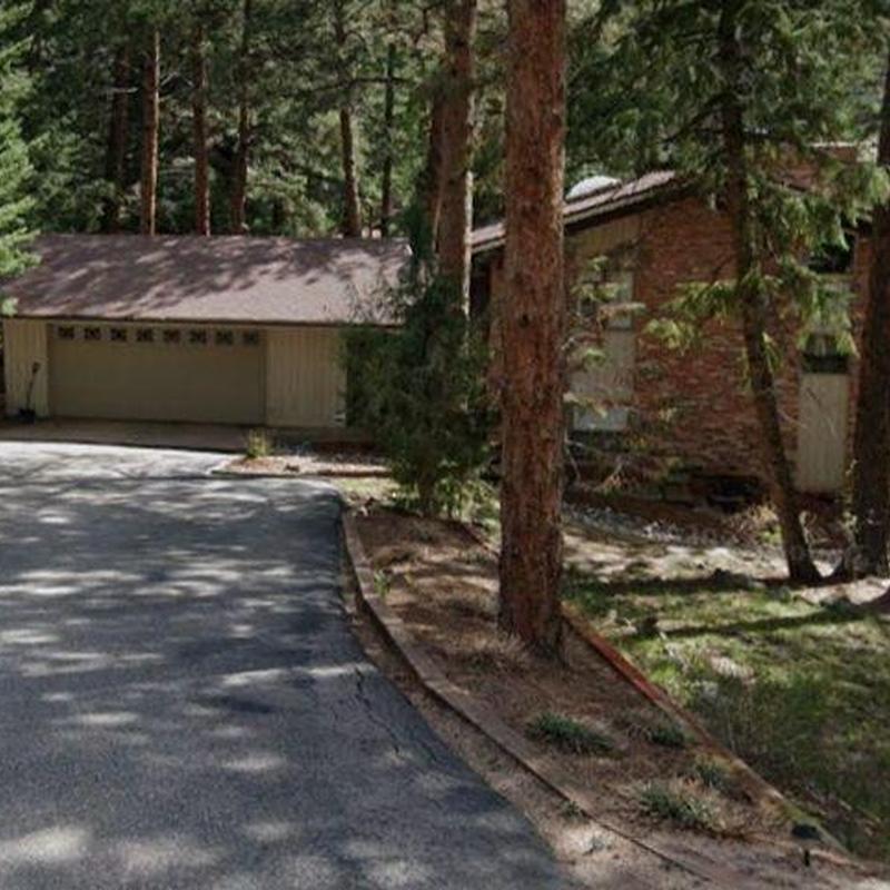 Shingle roof with hail damage inspection in wooded yard Shingle roof with hail damage inspection in wooded yard