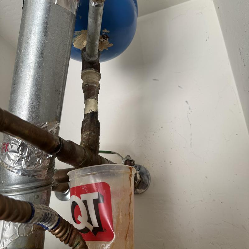 Expansion tank and supply line on water heater Expansion tank and supply line on water heater