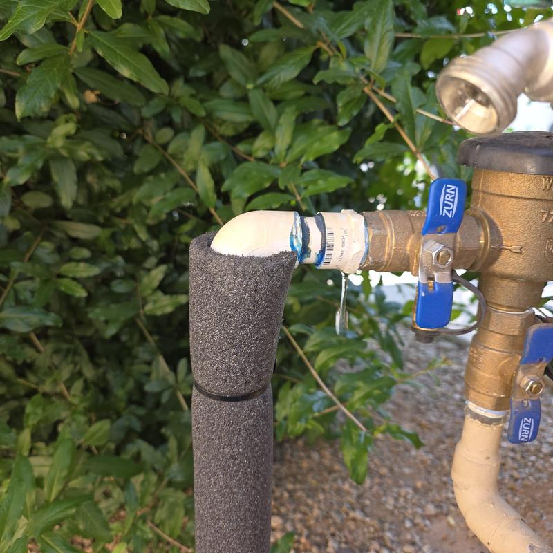 PVC elbow pipe insulation on pressure vacuum breaker valve