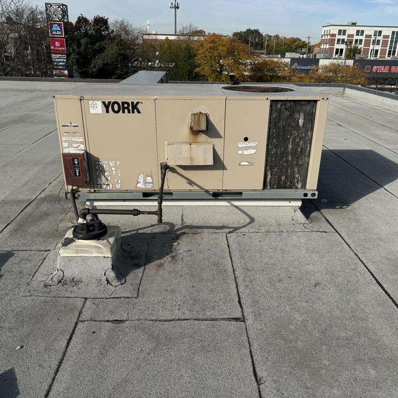 York rooftop commercial HVAC unit on flat roof