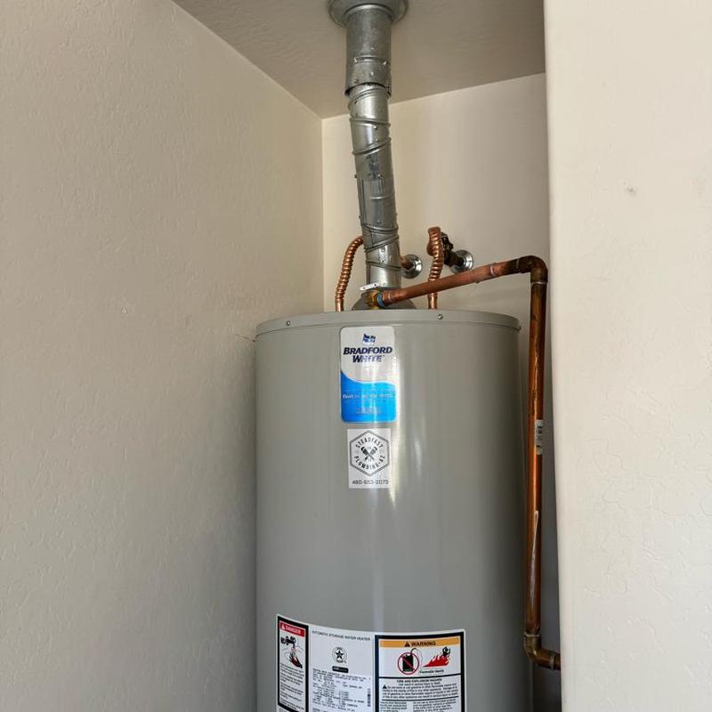 Bradford White 50-gallon gas water heater installed