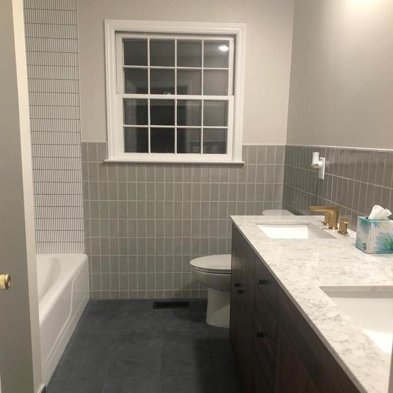 Marble countertop and dual sink bathroom remodel